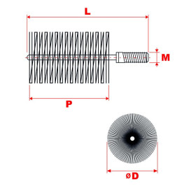 Rourový kartáč pr. 140 mm - polypropylen vlákno 1,5 x 1,8 mm